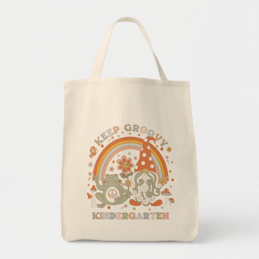 Retro Groovy Kleuterschool Leraar Terug naar Schoo Tote Bag (Voorkant)