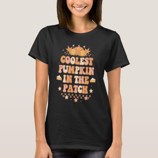Retro Groovy Koelste Pompoen In De Patch Halloween T-shirt (Voorkant)