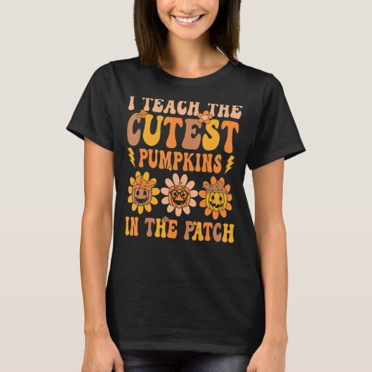 Retro Groovy koelste pompoen in het patchalwee T-shirt (Voorkant)