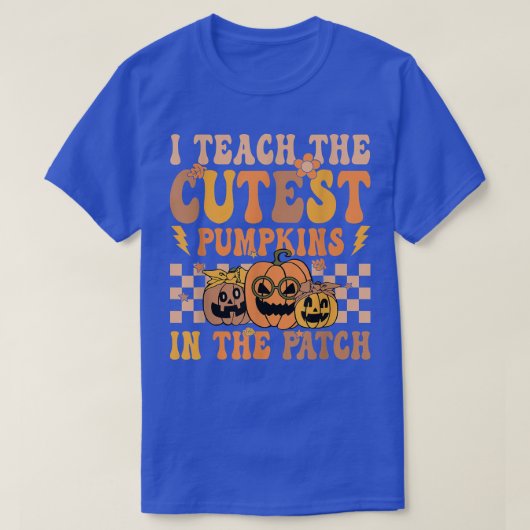 Retro Groovy koelste pompoen in het patchalwee T-shirt (Design voorkant)