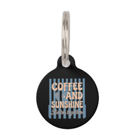  Retro Groovy Koffie en Zonneschijn Beter Samen  Huisdierpenning