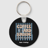 Retro Groovy Koffie en Zonneschijn Beter Samen Sleutelhanger (Voorkant)