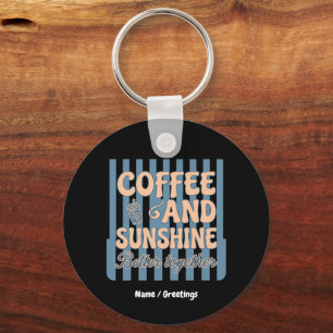  Retro Groovy Koffie en Zonneschijn Beter Samen  Sleutelhanger