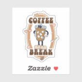 Retro Groovy Koffiepauze Sticker (Vel)