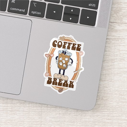Retro Groovy Koffiepauze Sticker (Detail)
