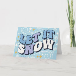 Retro Groovy Laat het Sneeuwen Prettig Kerstfeest Feestdagen Kaart