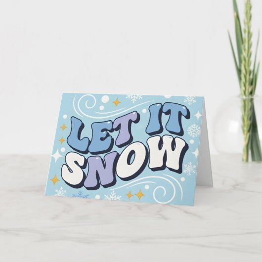Retro Groovy Laat het Sneeuwen Prettig Kerstfeest Feestdagen Kaart (Voorkant)