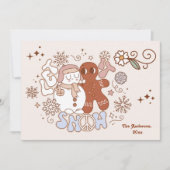 Retro Groovy laat kerst sneeuwen Feestdagenkaart (Voorkant)