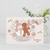 Retro Groovy laat kerst sneeuwen Feestdagenkaart (Staand voorkant)