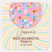Retro Groovy Laatste Disco Bachelorette Feest Vierkante Sticker (Voorkant)