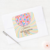 Retro Groovy Laatste Disco Meisjesfeest Vierkante Sticker (Envelop)