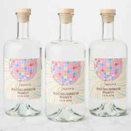 Retro Groovy Laatste Disco vrijgezellenfeest Likeurfles Etiket