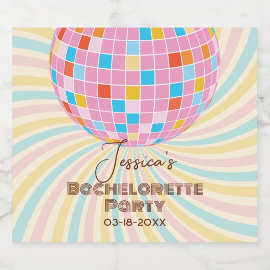 Retro Groovy Laatste Disco vrijgezellenfeest Likeurfles Etiket (Enkel label)