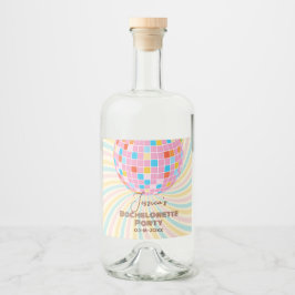 Retro Groovy Laatste Disco vrijgezellenfeest Likeurfles Etiket