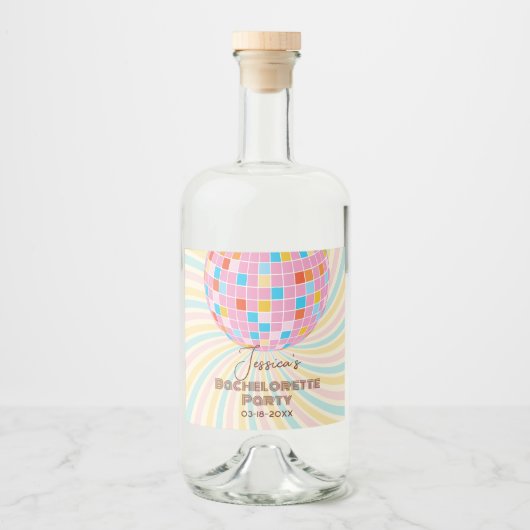 Retro Groovy Laatste Disco vrijgezellenfeest Likeurfles Etiket (Voorkant)