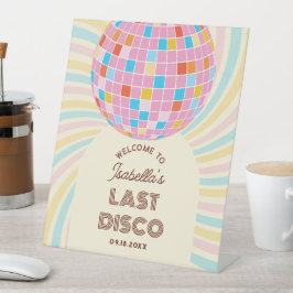 Retro Groovy Laatste Disco vrijgezellenfeest Welko Reclamebord Met Voetstuk