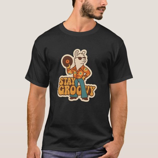 Retro Groovy Lama Disco T-shirt (Voorkant)