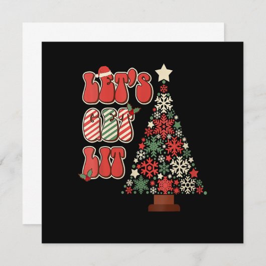 Retro Groovy Laten we de kleine kerstbomen halen F Kaart (Voorkant / Achterkant)