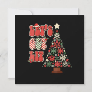 Retro Groovy Laten we de kleine kerstbomen halen F Kaart