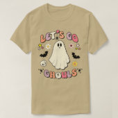 Retro Groovy Laten we gaan Ghouls Boo Ghost Cute H T-shirt (Design voorkant)