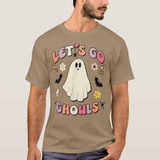 Retro Groovy Laten we gaan Ghouls Boo Ghost Cute H T-shirt