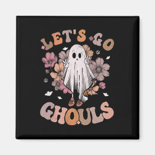 Retro Groovy Laten we gaan Ghouls Ghost 70s Hippie Magneet