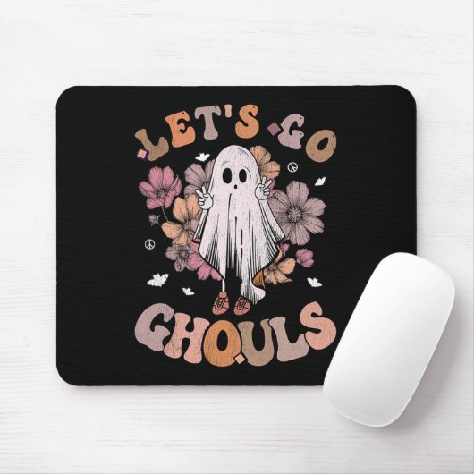 Retro Groovy Laten we gaan Ghouls Ghost 70s Hippie Muismat (Met muis)