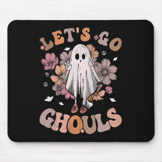 Retro Groovy Laten we gaan Ghouls Ghost 70s Hippie Muismat (Voorkant)