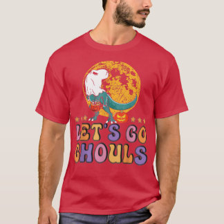 Retro Groovy Laten we gaan Ghouls Halloween Ghost  T-shirt