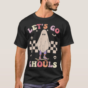 Retro Groovy Laten we gaan Ghouls Halloween Ghost  T-shirt