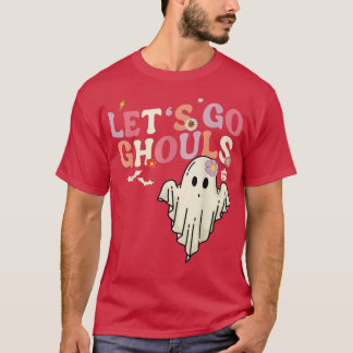Retro Groovy Laten we gaan Ghouls Halloween Ghost  T-shirt