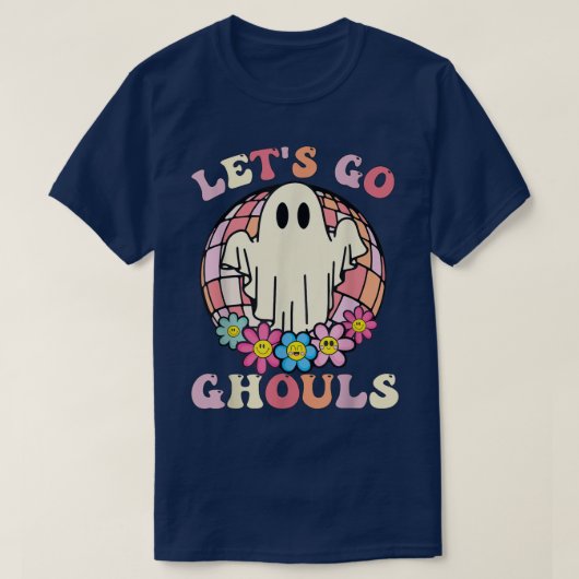 Retro Groovy Laten we gaan Ghouls Halloween Ghost  T-shirt (Design voorkant)