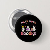 retro groovy Lees Verder Boeken Ghost Boo ghoul Fu Ronde Button 5,7 Cm (Voorkant /achterkant)