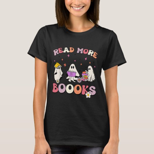 retro groovy Lees Verder Boeken Ghost Boo ghoul Fu T-shirt (Voorkant)
