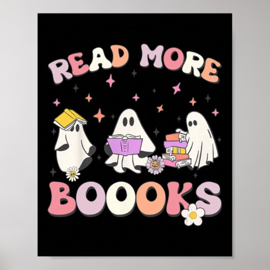 retro Groovy Lees Verder Boeken Ghost Boo ghoul gr Poster (Voorkant)