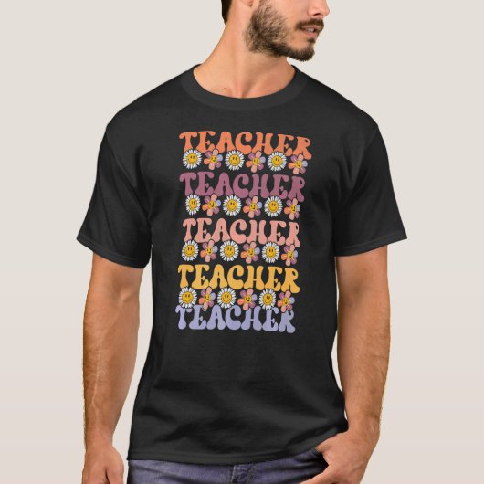 Retro Groovy leraar Inspirerend kleurrijk T-shirt (Voorkant)