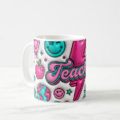 Retro Groovy Leraar Roze en Teal 325ml Mok (Voorkant links)