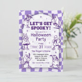 Retro Groovy Let's Get Spooky Ghost Halloween-deel Kaart (Staand voorkant)