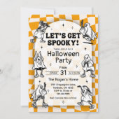 Retro Groovy Let's Get Spooky Halloween Party Inv Kaart (Voorkant)