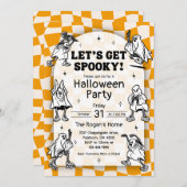 Retro Groovy Let's Get Spooky Halloween Party Inv Kaart (Voorkant / Achterkant)