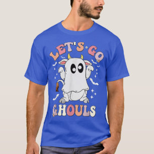 Retro Groovy Let's Go Ghouls Halloween Ghost Koe C T-shirt