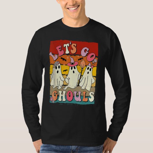 Retro Groovy Let's Go Ghouls Halloween Ghost Outfi T-shirt (Voorkant)