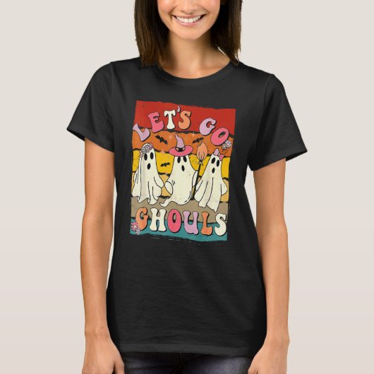 Retro Groovy Let's Go Ghouls Halloween Ghost Outfi T-shirt (Voorkant)