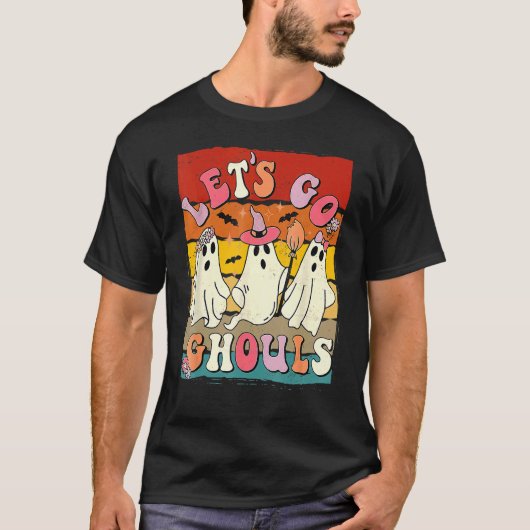 Retro Groovy Let's Go Ghouls Halloween Ghost Outfi T-shirt (Voorkant)