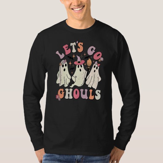 Retro Groovy Let's Go Ghouls Halloween Ghost Outfi T-shirt (Voorkant)
