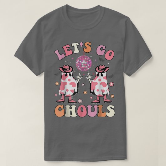 Retro Groovy Let's Go Ghouls Western Halloween Gho T-shirt (Design voorkant)