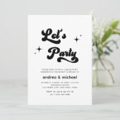 Retro Groovy Let's Party Casual Post Bruiloft Kaart (Staand voorkant)
