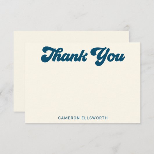 Retro Groovy Lettering in Blue Personalized Bedankkaart (Voorkant / Achterkant)