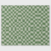 Retro Groovy Leuke Sage Green Wavy Geruit Cadeaupapier (Vlak)