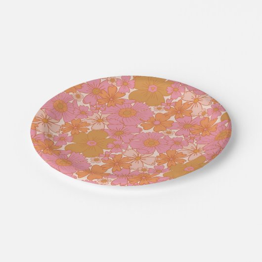 Retro Groovy Levendige Boho Baby in Bloom Papieren Bordje (Gekanteld)